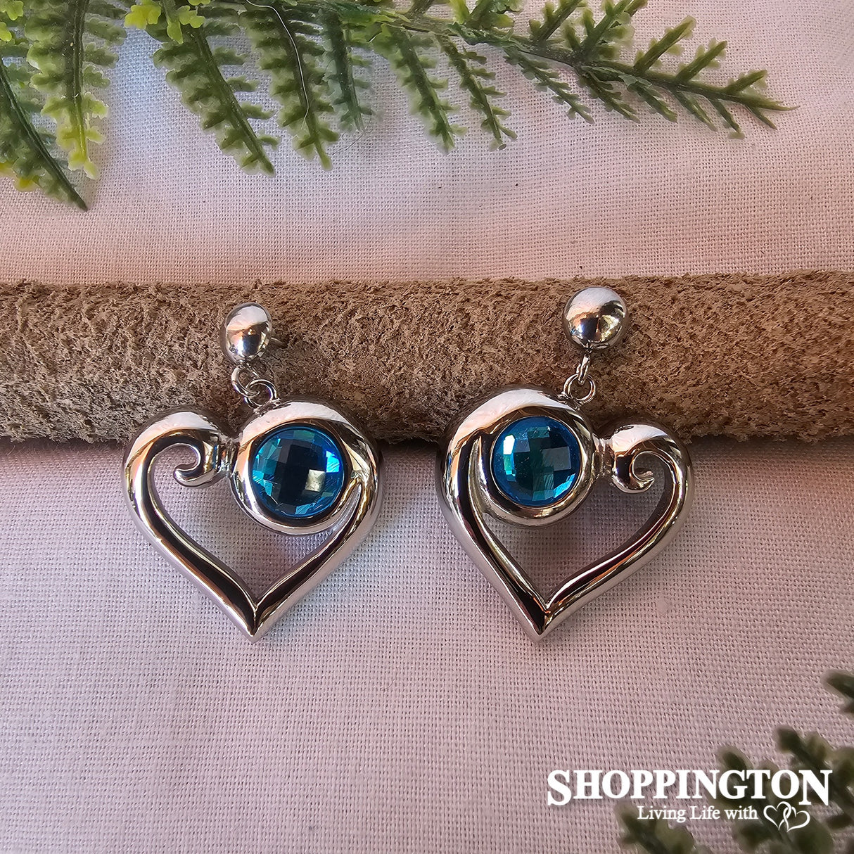 Earrings - Blue Heart Stainless Steel