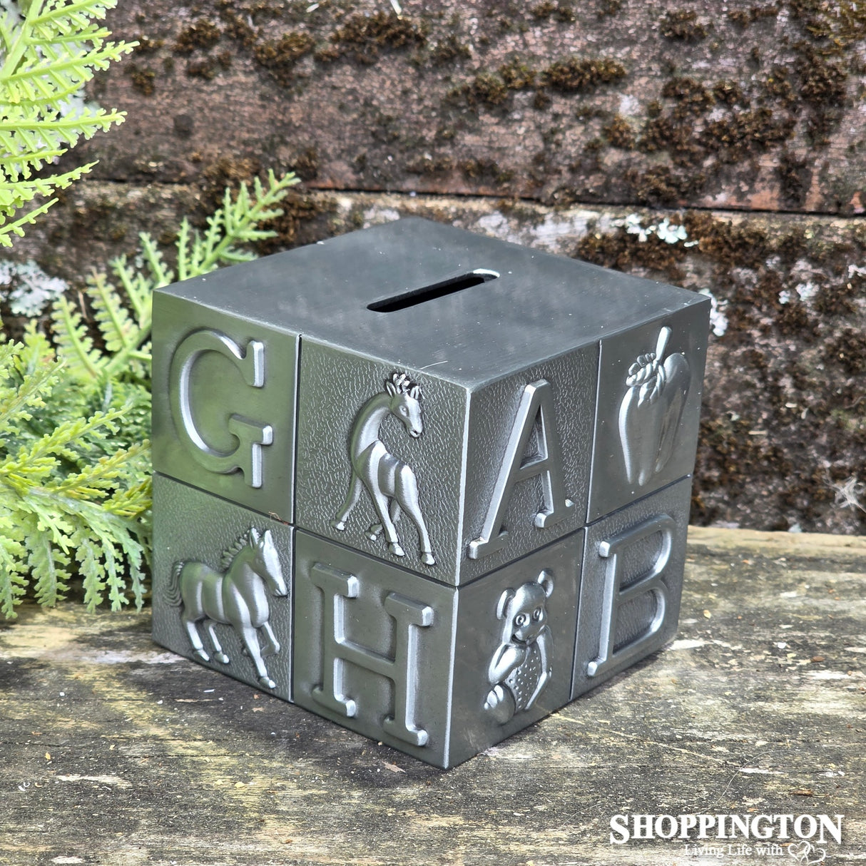 Premium Pewter ABC Cube Money Box