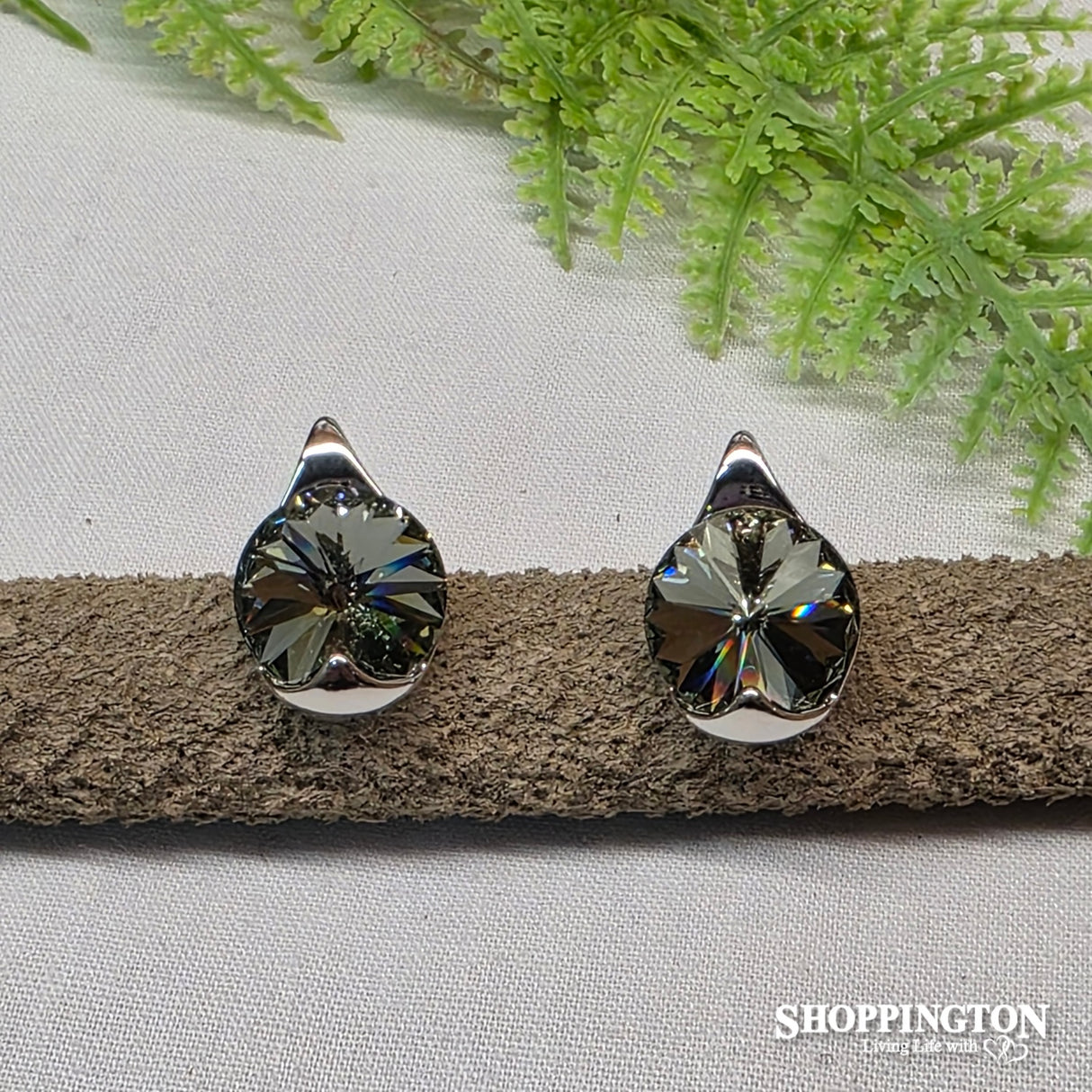 Earrings -Large Crystal Grey