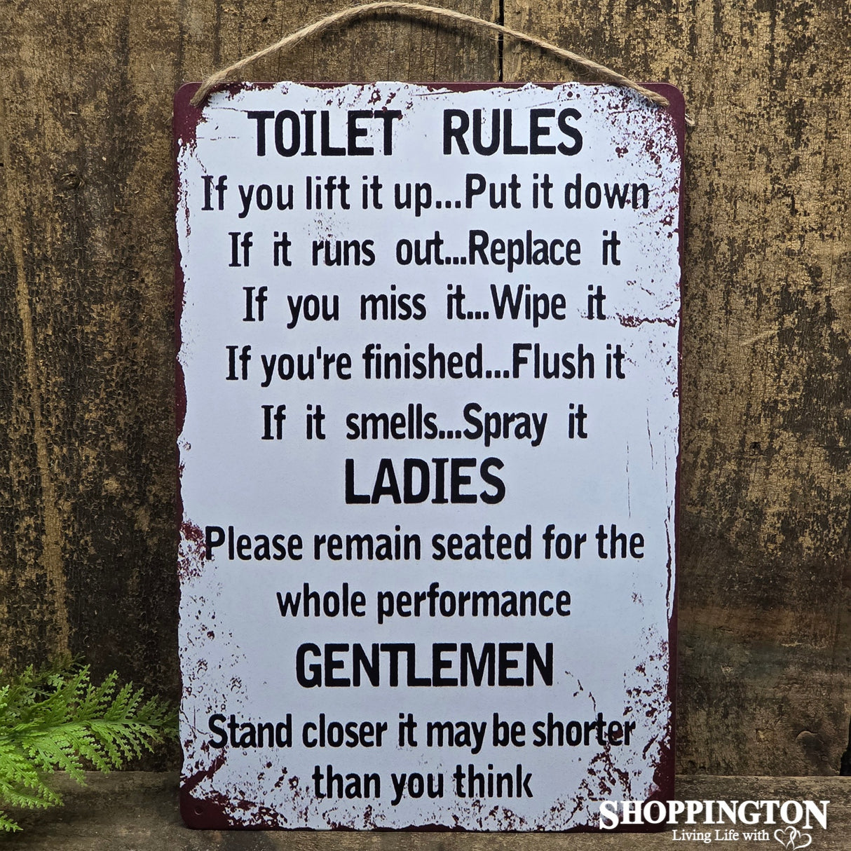 Tin Novelty Sign - Toilet Rules