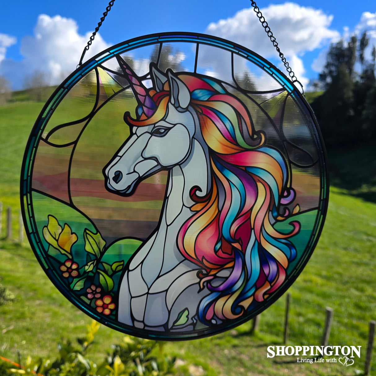 Stained Glass Hanger - Bronze Unicorn