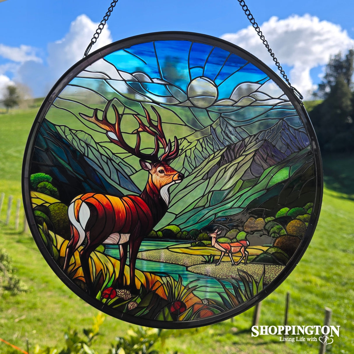 Stained Glass Hanger - Blue Mountain Deer