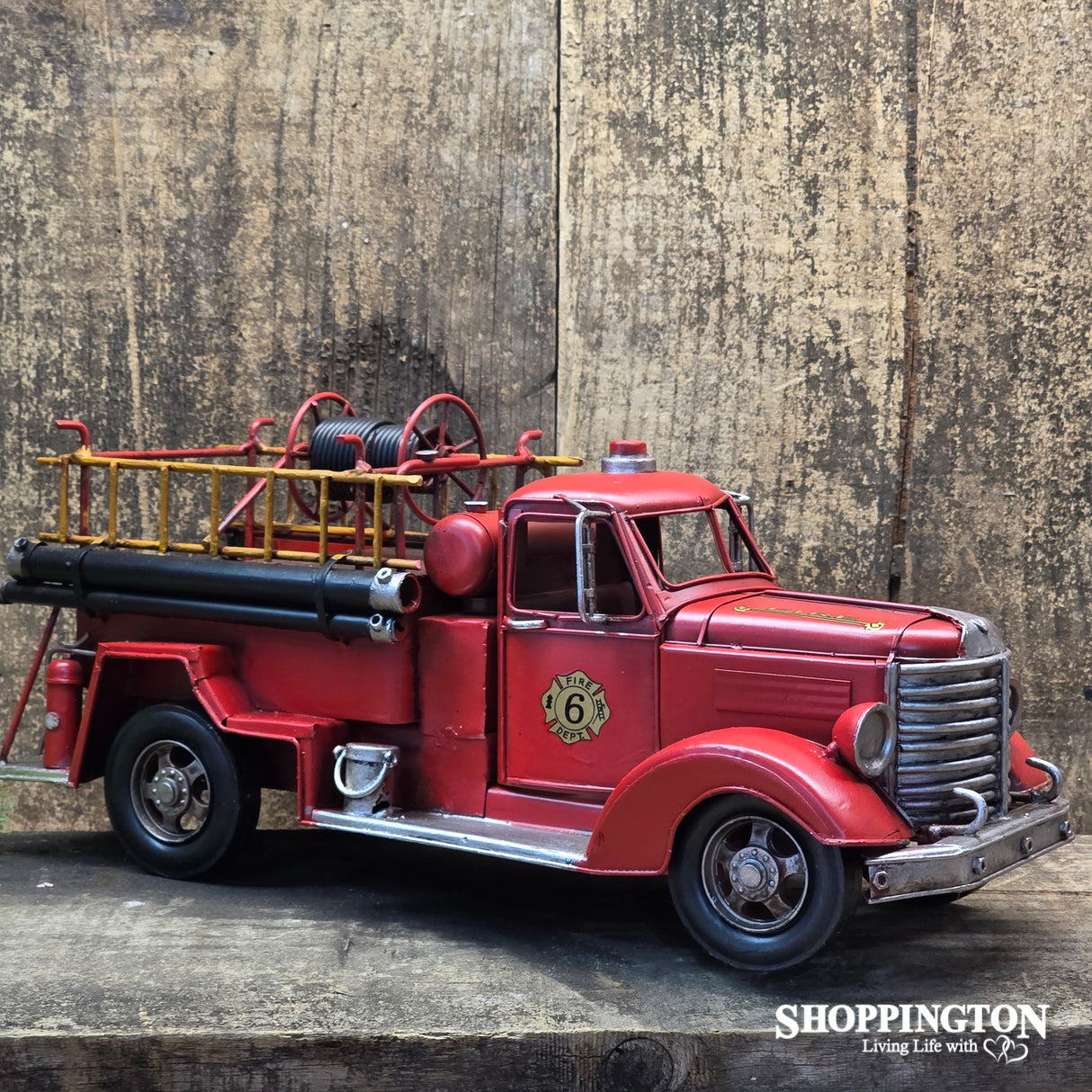 Die Cast Metal Replica Vintage Fire Truck Top Reel
