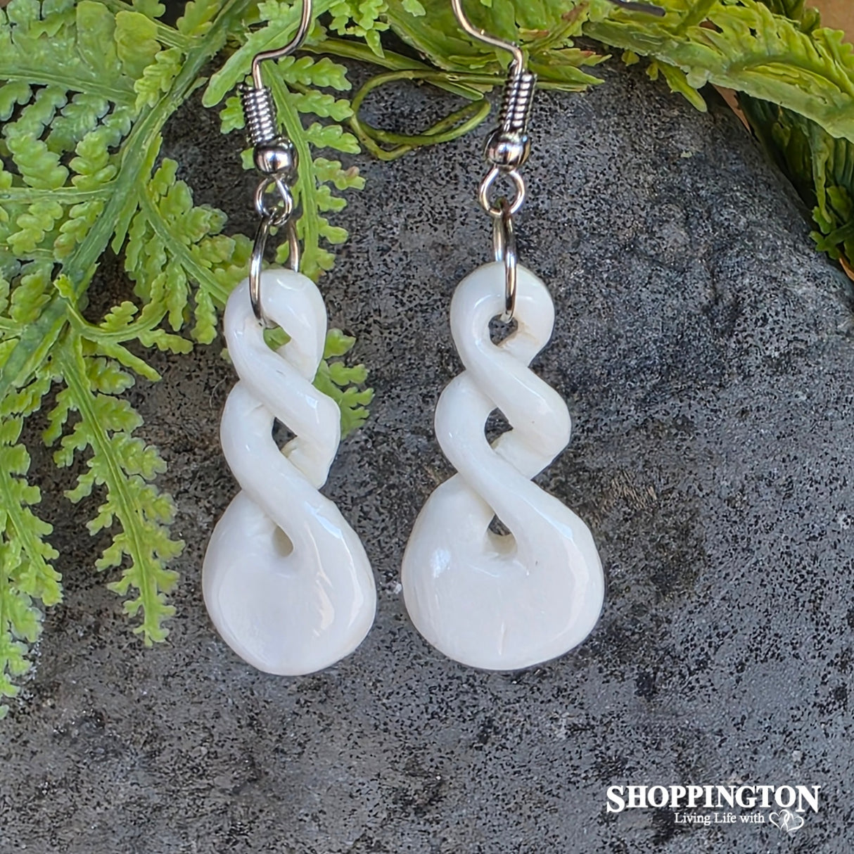 Bone Pikorua/Twist Earrings (small)