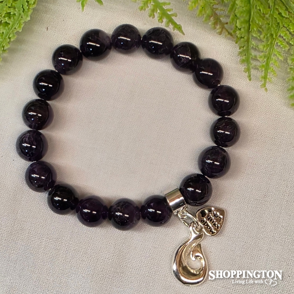 Gemstone Bracelet - Amethyst with Hook Charm