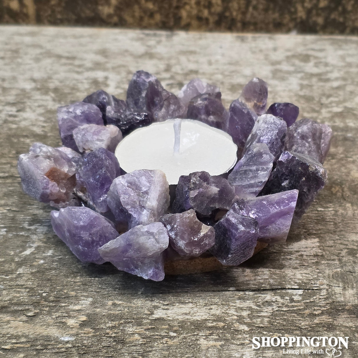 Crystal Candle Tealight Holder - Amethyst