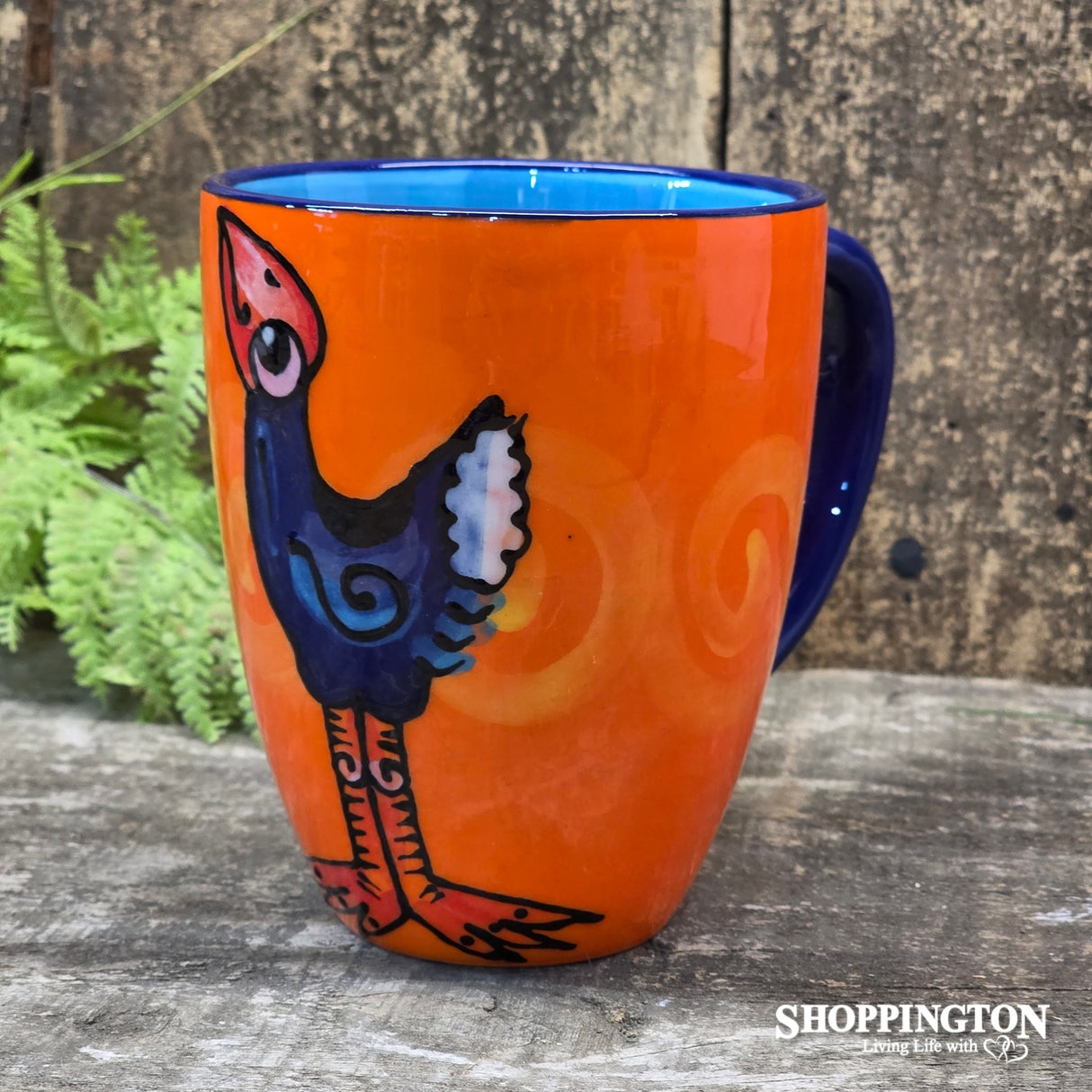 NZ Made Hand Painted - Orange Pukeko Blokes Mug