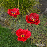 100% NZ Made Ceramic Poppy Garden Stake 50cm