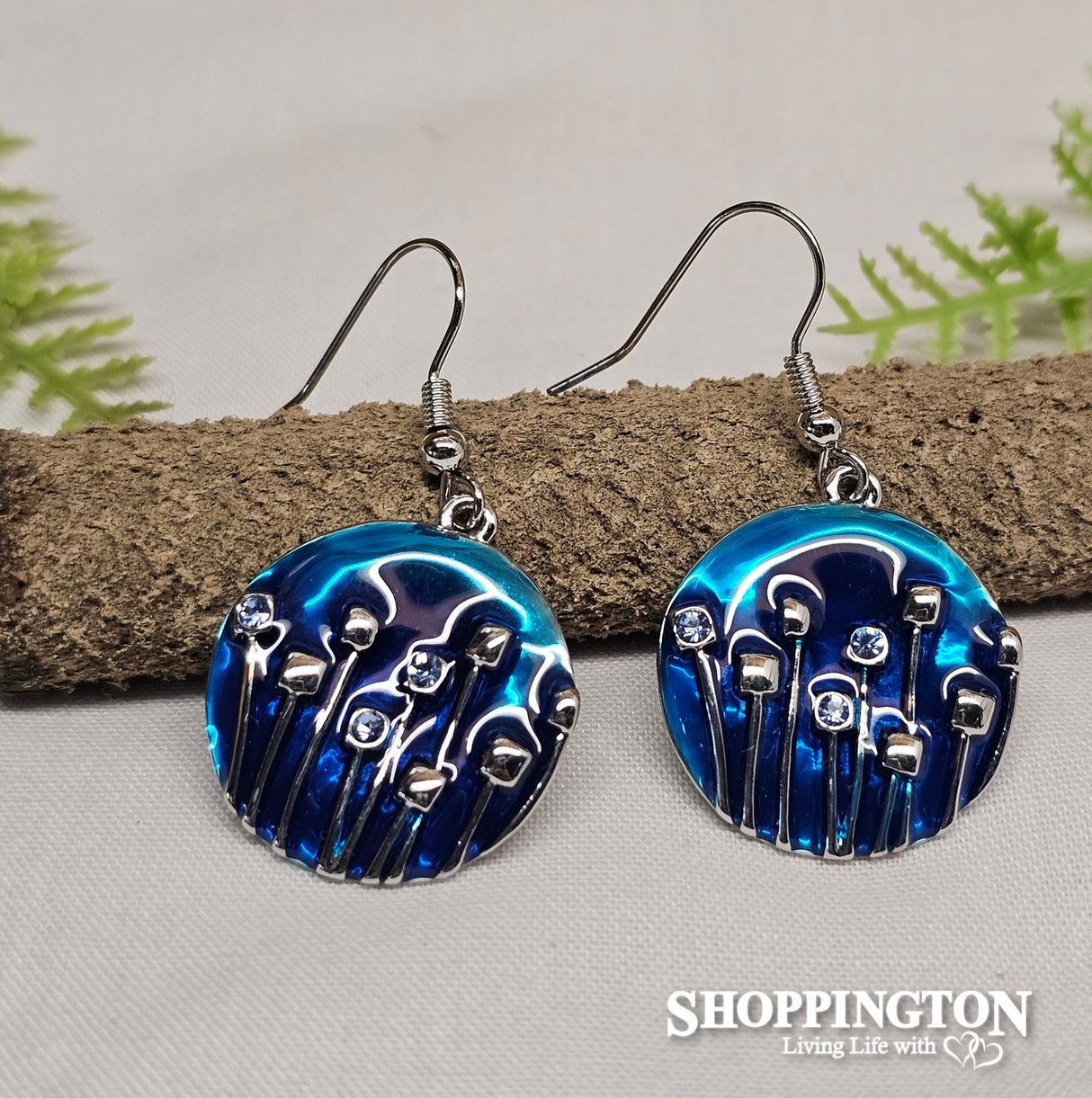 Earrings - Pohutukawa Disc - Blue