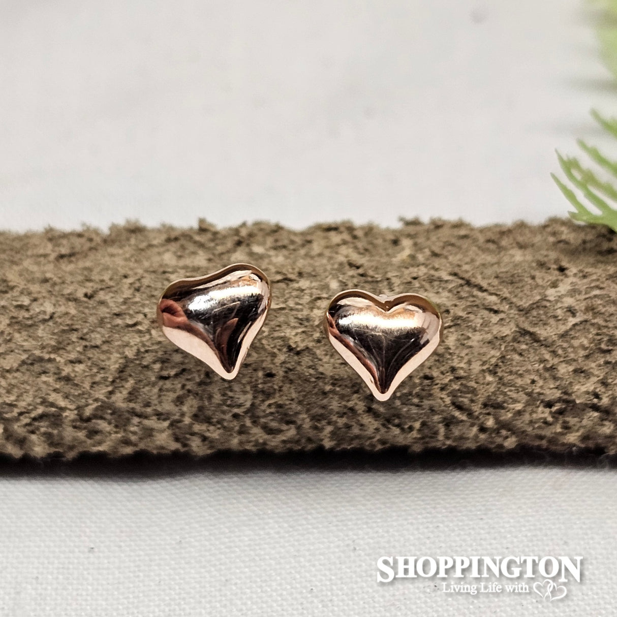 Rosy Gold Plated Heart Silver 925 Earrings