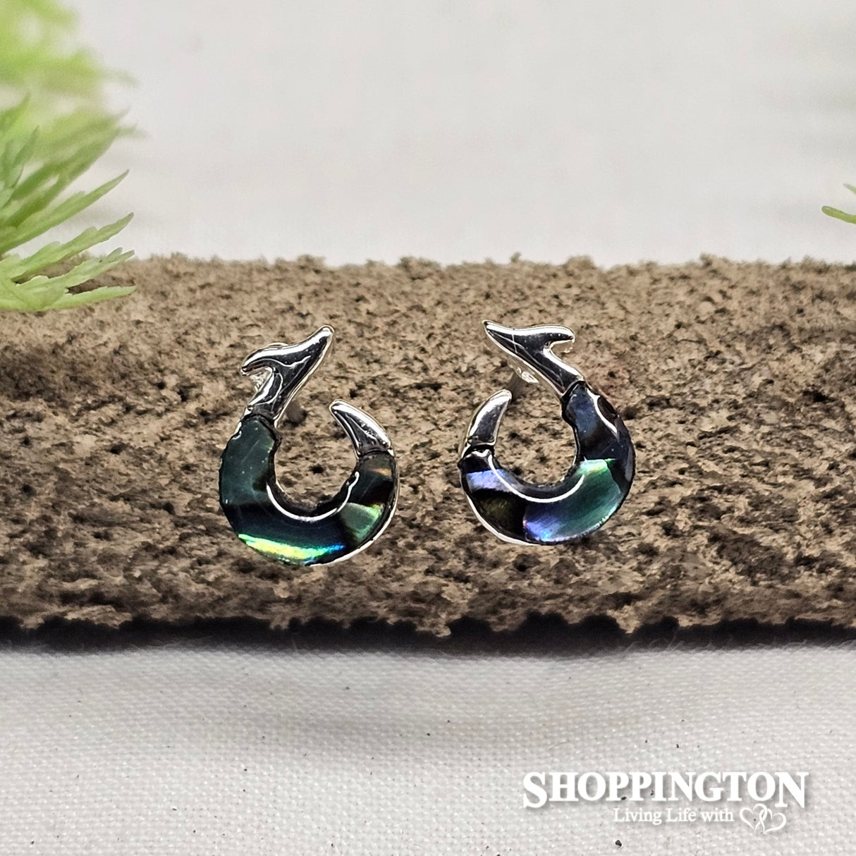 Earrings - Paua Hook (Hei Matau)