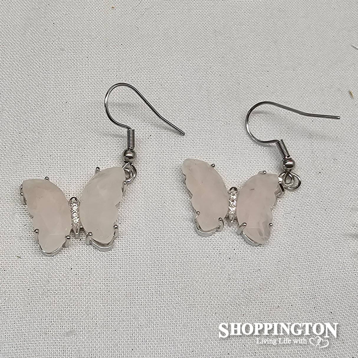 Earrings - Rose Quartz Butterfly