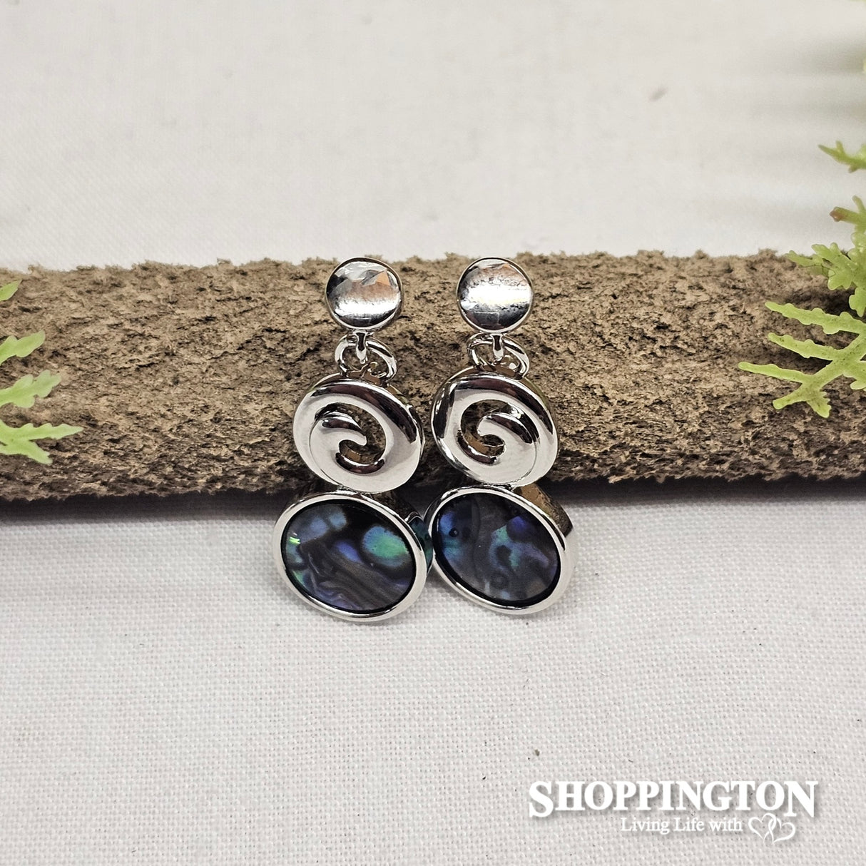 Earrings - Paua Bead & Koru