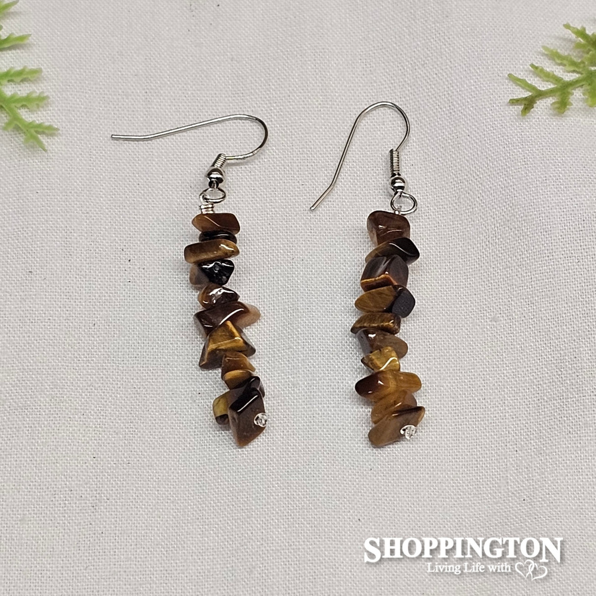 Tigers Eye Chip Gemstone Earrings
