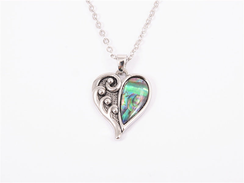Necklace - Fern Paua Heart
