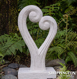 Concrete Koru Heart Garden Sculpture - White