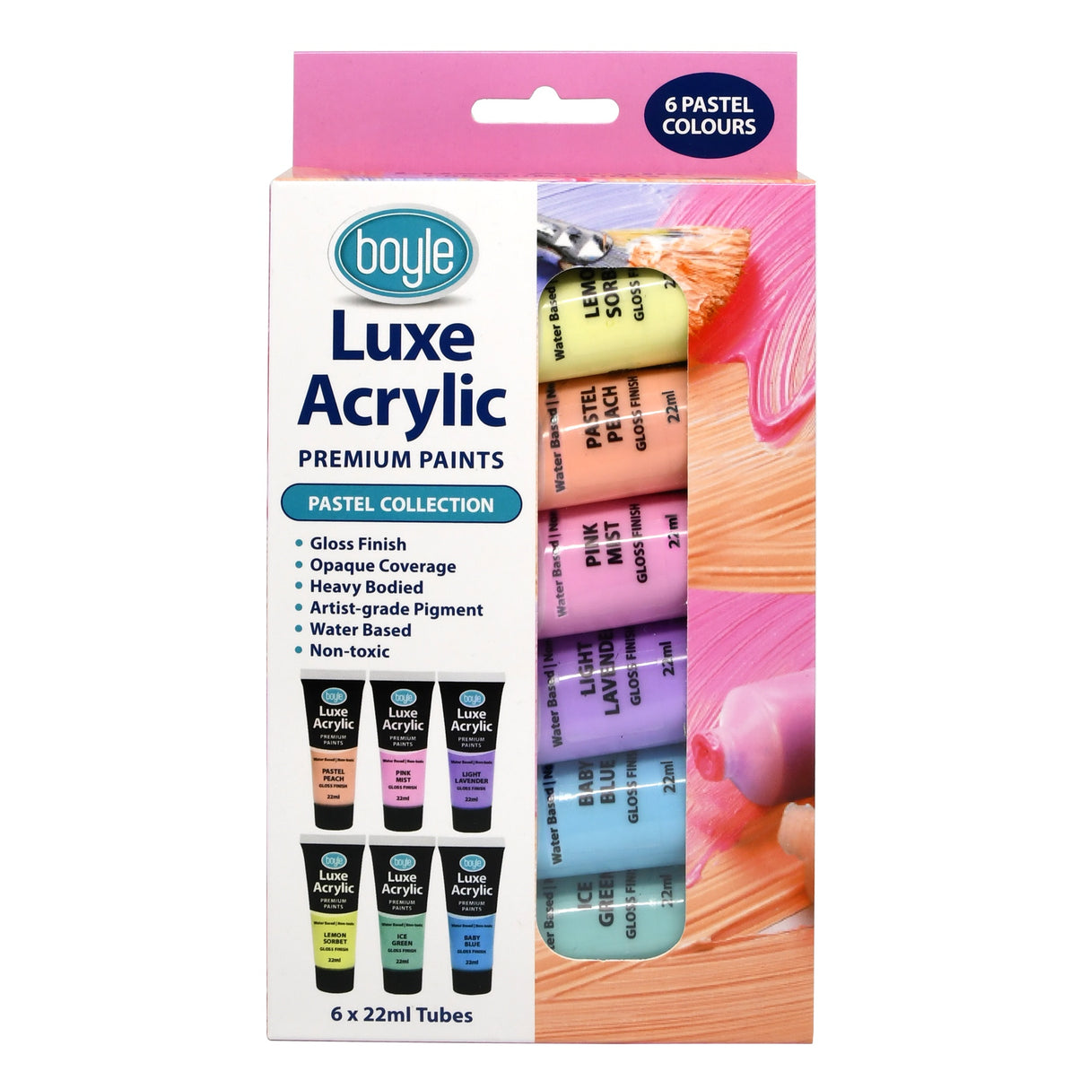 Luxe Acrylic Premium Paint - Pastel 6pk