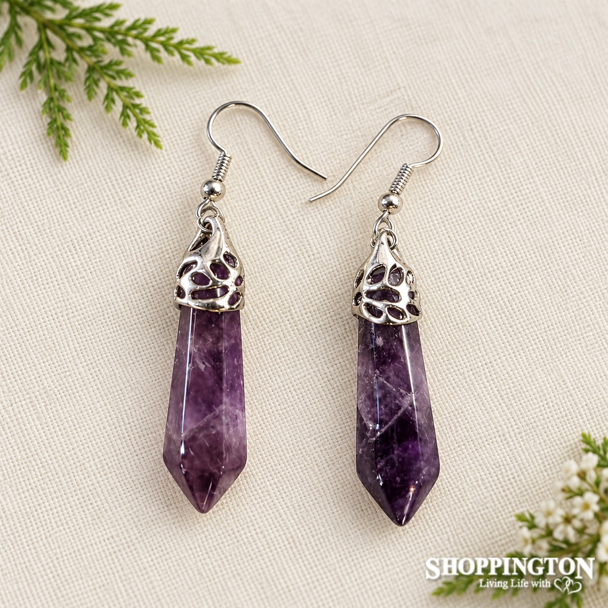 Earrings - Amethyst Point