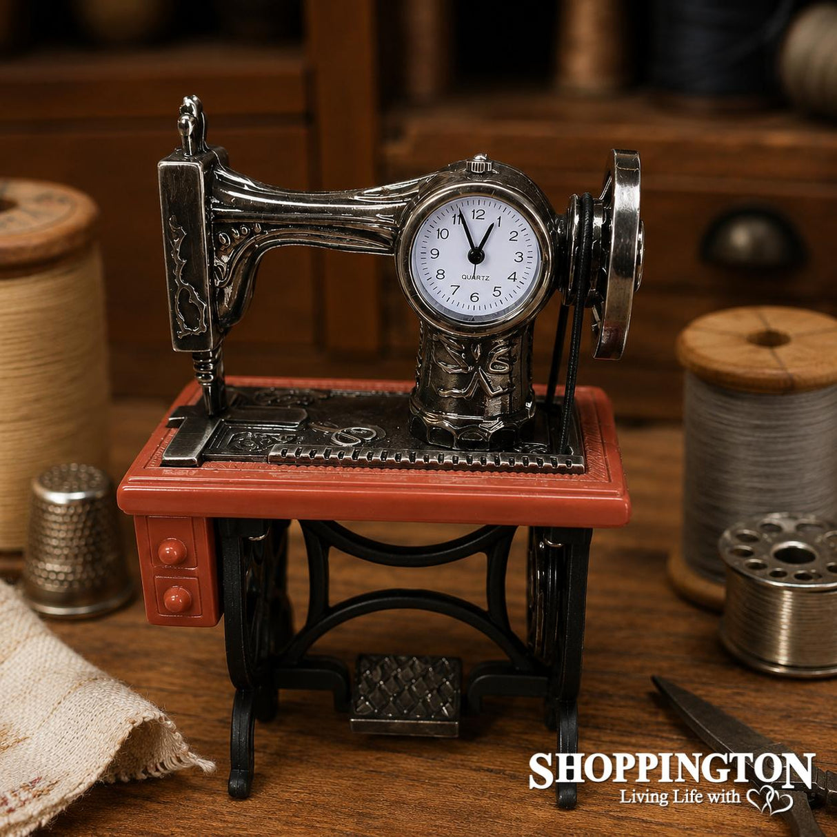 Antique Sewing Machine Table Clock