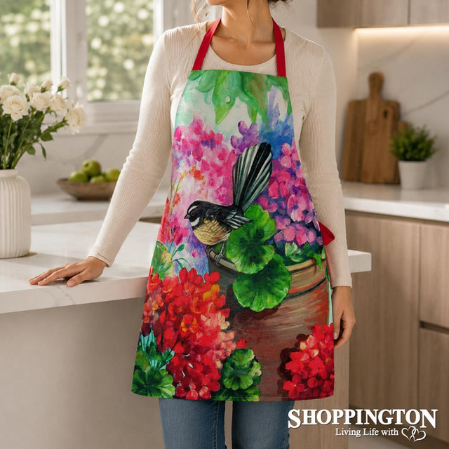 Apron NZ Print - Fantail Floral