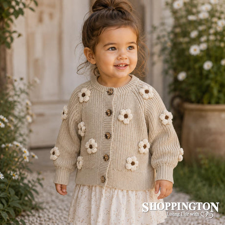 Arthur Avenue - Chunky Beige Flower Cardigan