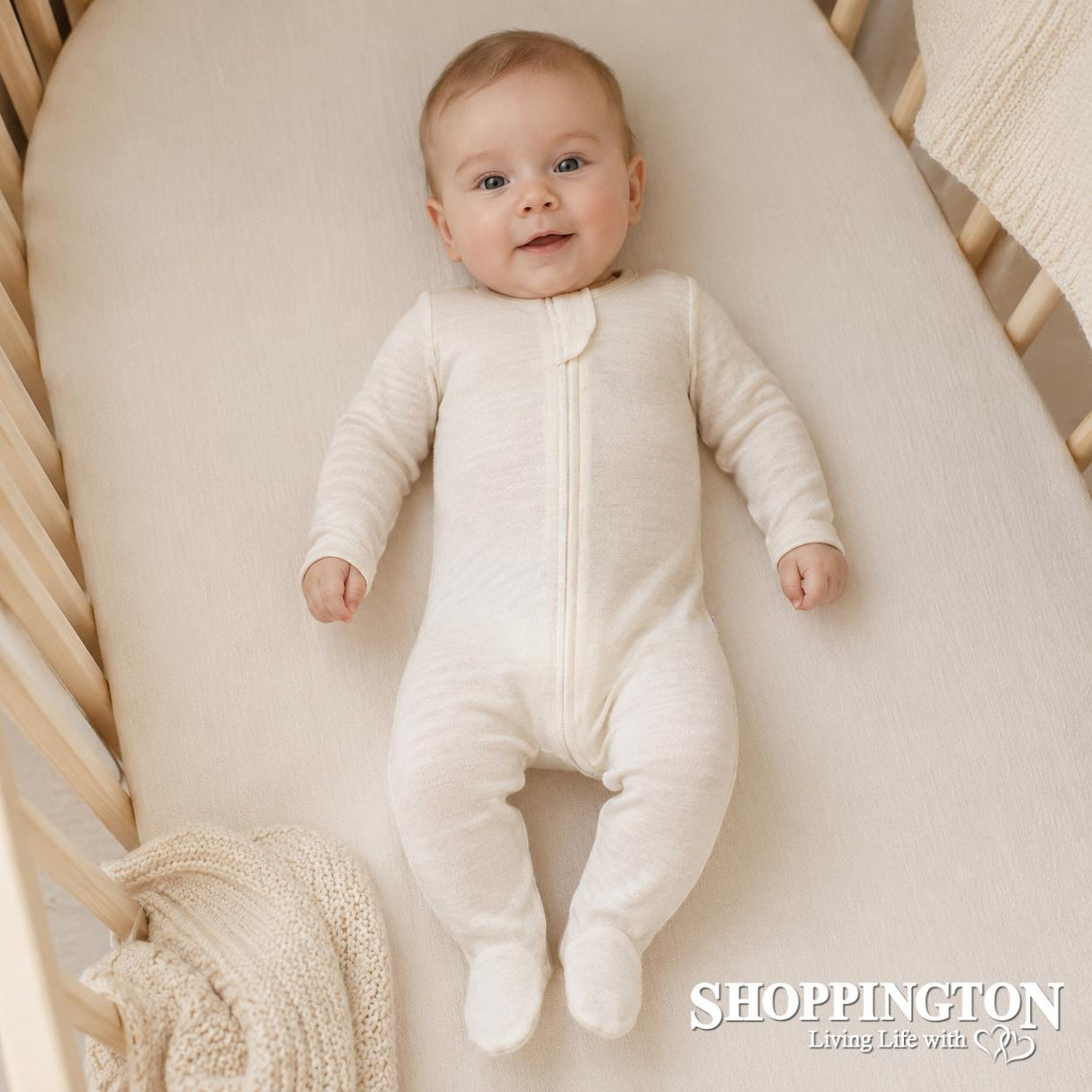 Babu - Merino Footed Onesie Cream