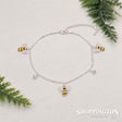 Bees & Rhinestone Silver Anklet