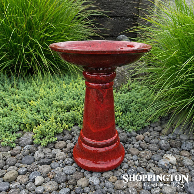 Bird Bath / Ceramic - Red