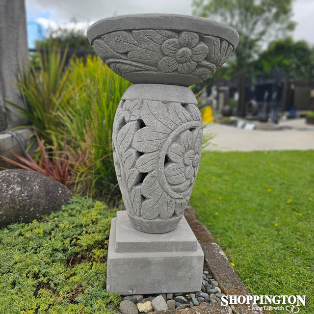 Bird Bath or Planter / Carved Concrete