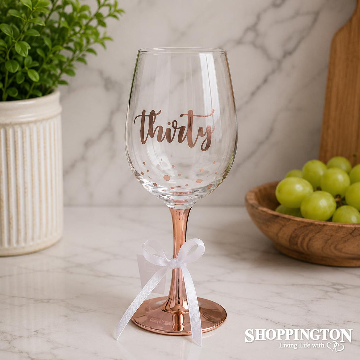 Birthday Wine Glass with Rose Gold Stem