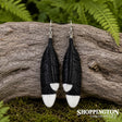 Bone Black Feathered Earrings 110mm