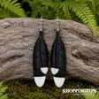 Bone Black Feathered Earrings 110mm