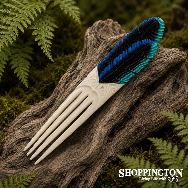 Bone Carved Feather Heru - Painted