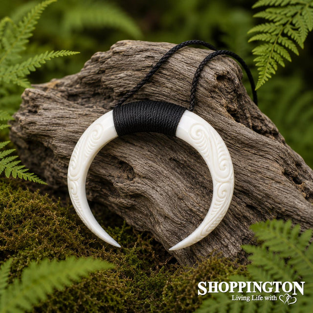 Bone Carved Tusk Arc Necklace
