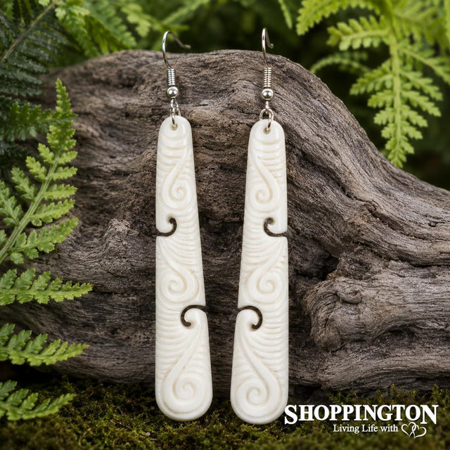 Bone Carving Earrings - Koru Design