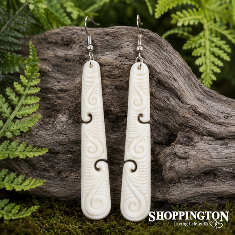 Bone Carving Earrings - Koru Design