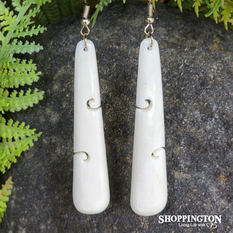Bone Carving Earrings with Koru