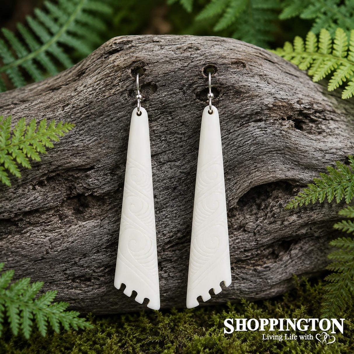 Bone Earrings - Carved Scalene Triangle Small