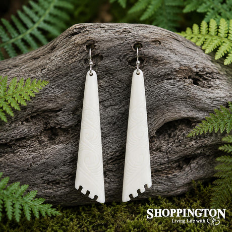Bone Earrings - Carved Scalene Triangle Small