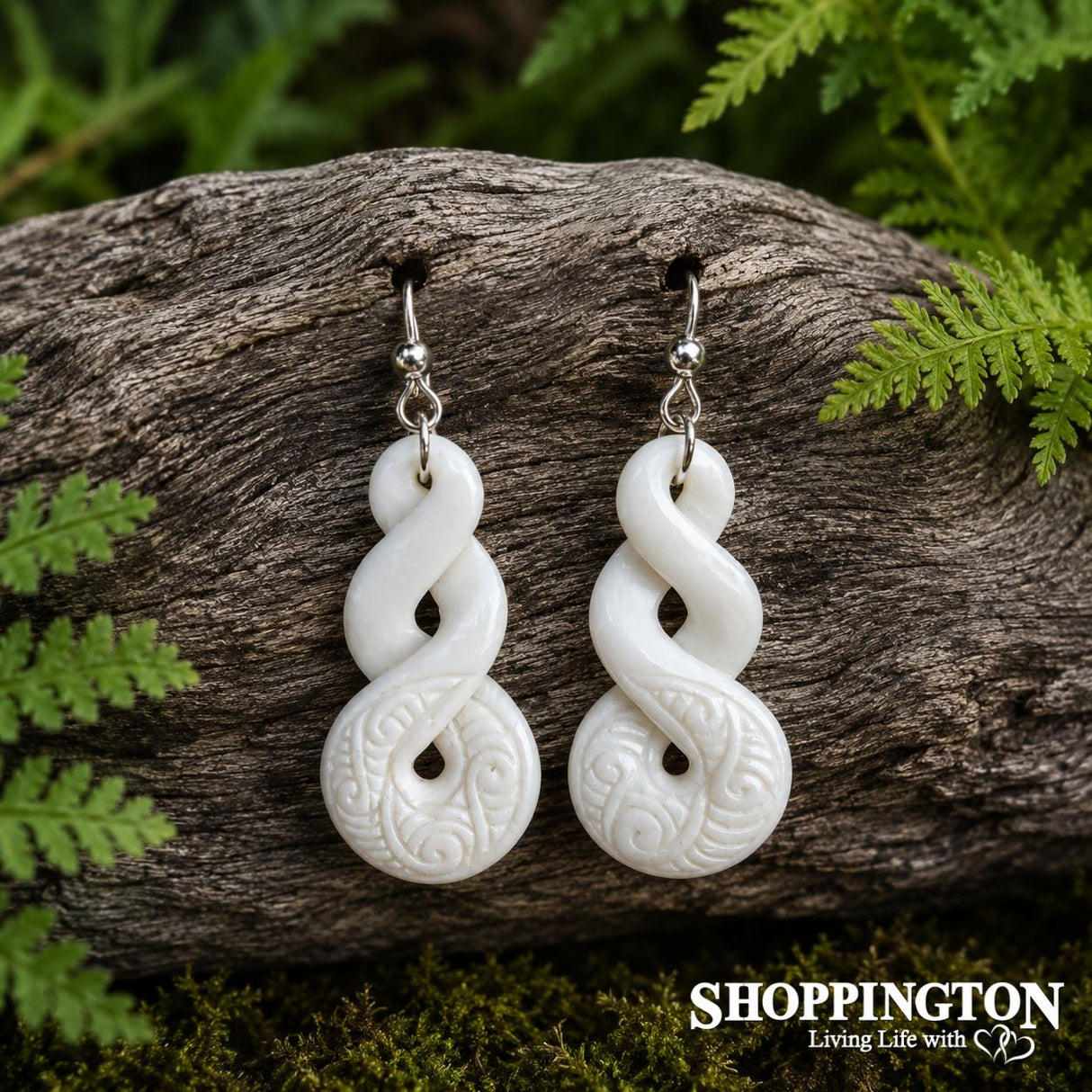 Bone Earrings - Carved Twist