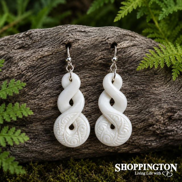 Bone Earrings - Carved Twist