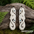 Bone Earrings - Double Manaia & Paua