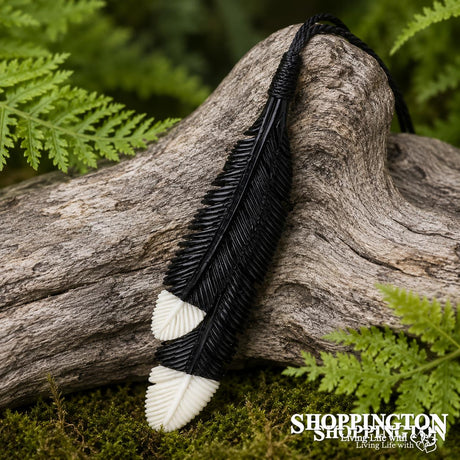 Bone Huia Feather Handpainted - Pendant