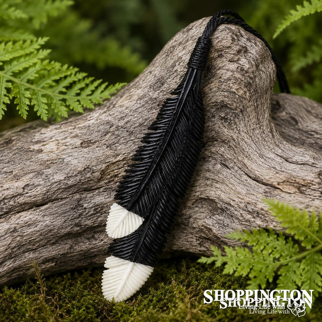 Bone Huia Feather Handpainted - Pendant