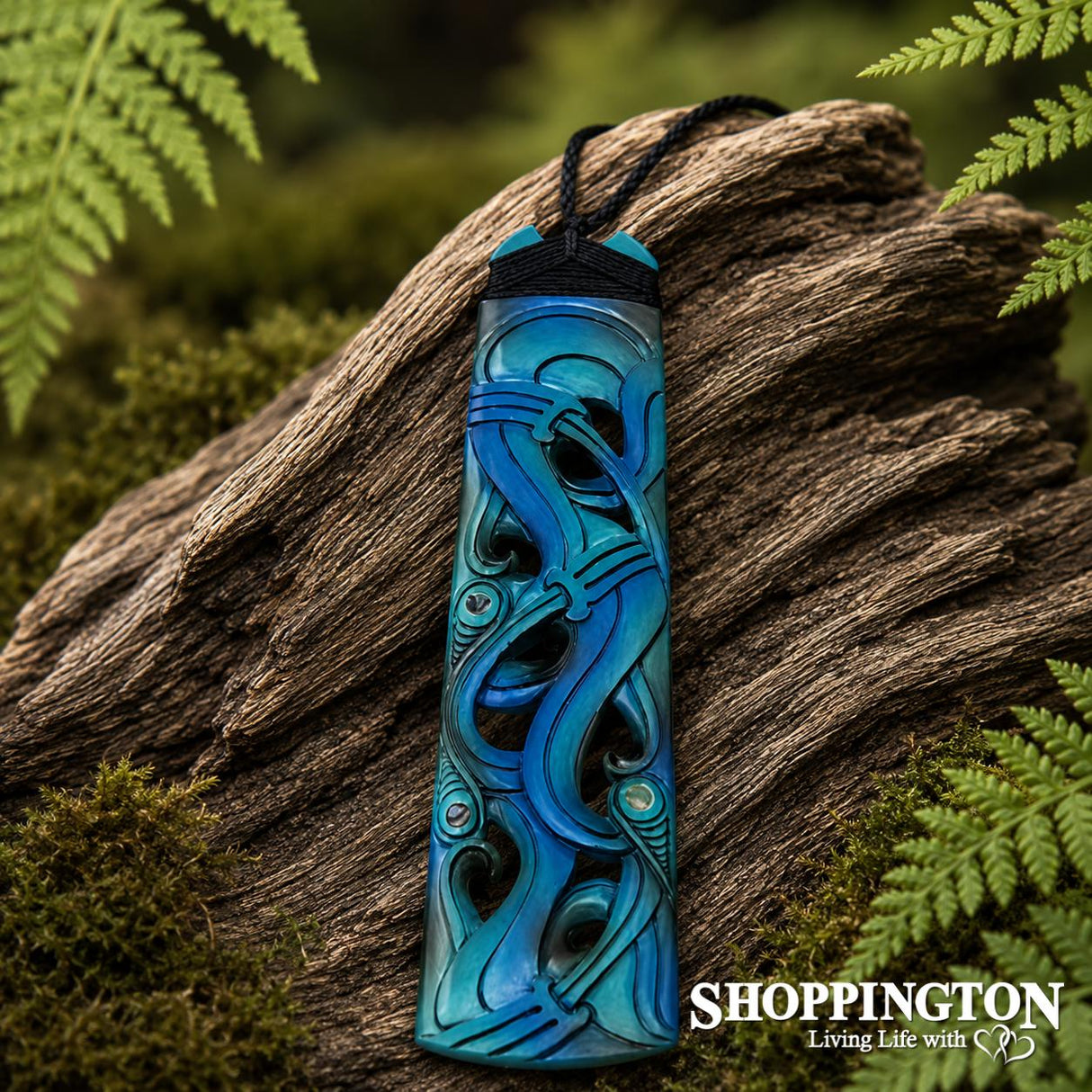 Bone & Paua Carved Manaia Toki - Painted
