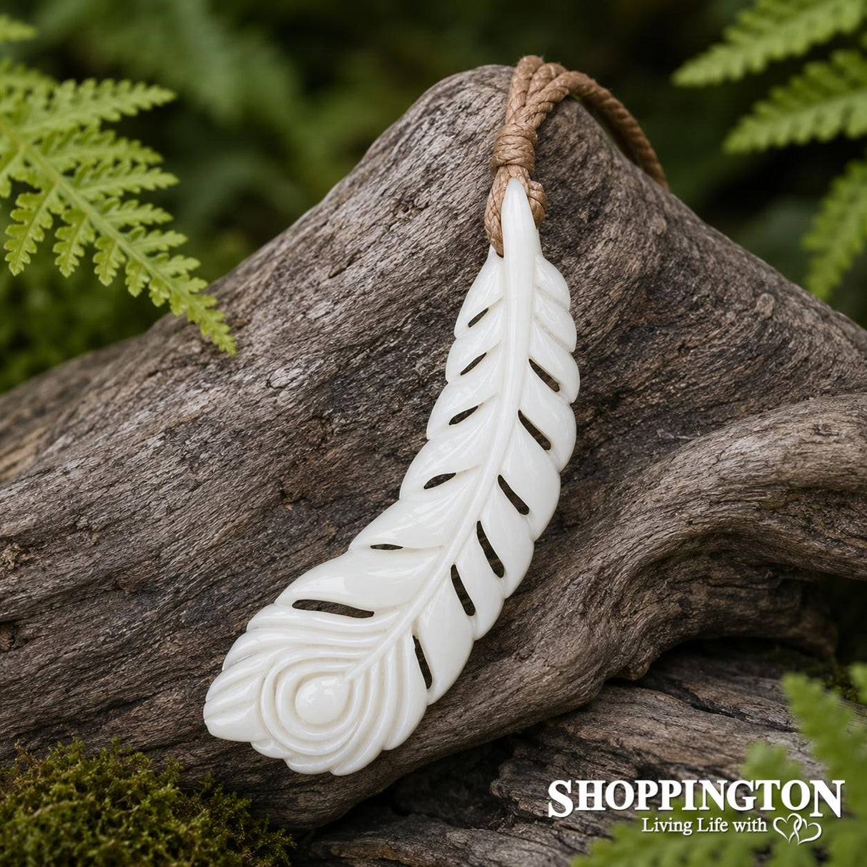 Bone Peacock Feather Necklace