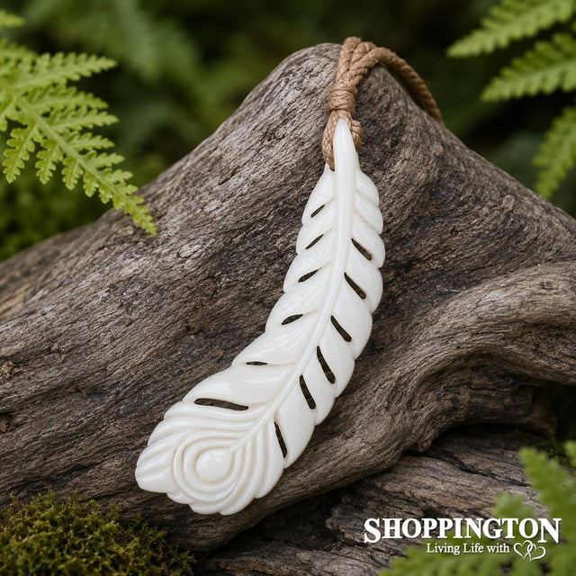 Bone Peacock Feather Necklace