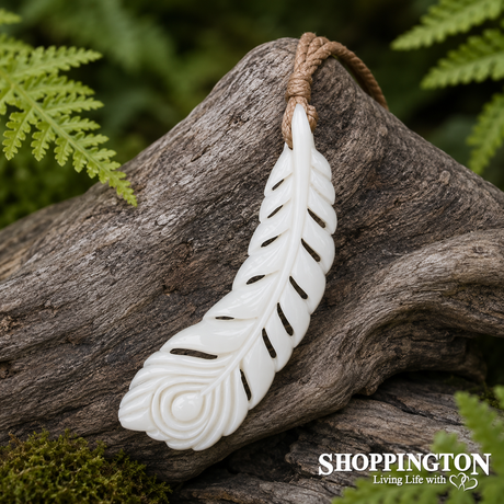 Bone Peacock Feather Necklace