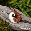 Bone and Wood Fish Hook Pendant with Carving