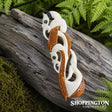 Bone and Wood Stain Toki with Double Manaia - Pendant